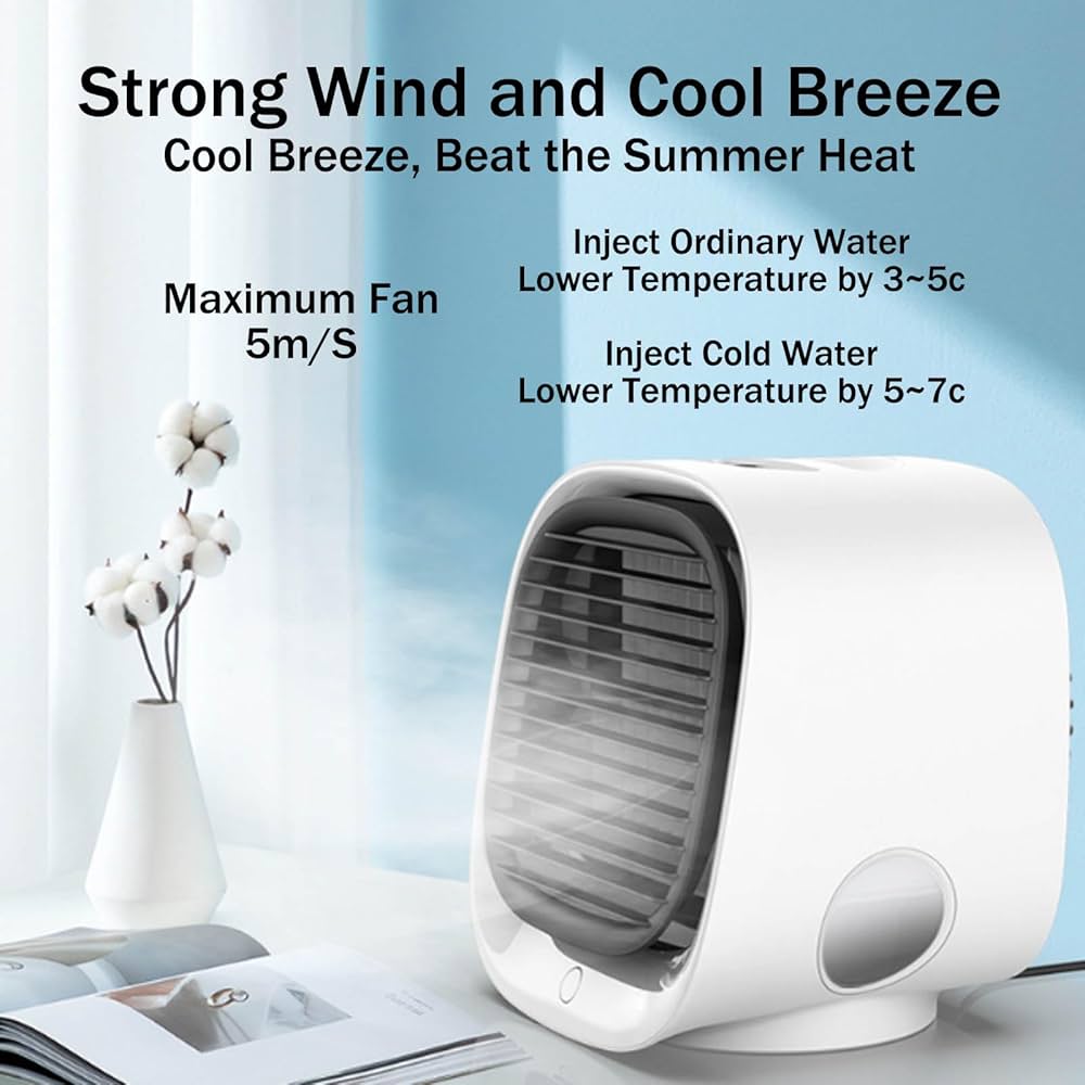Airabreeze Portable Air Conditioner - 2025 Aira Breeze Air Cooler with LED  Nightlight, Portable Airbreeze Fan Humidifier & Scent Dispenser, 3 Speed  Settings, Instant Cooling in 90 Seconds (White) : Amazon.in: Home & Kitchen