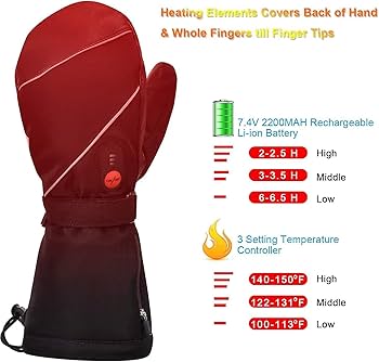 Heated Ski Gloves,7.4V 2200Mah Electric Rechargeable Battery Gloves,  Heating Gloves for Winter Skiing Skating Snow Work Camping Hiking Hand  Warmer Glove Black,S : Amazon.ca: Sports & Outdoors